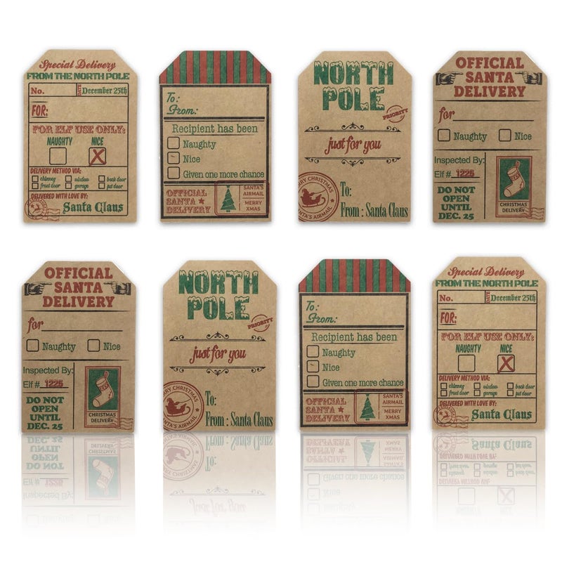 InStockLabels.com Natural Kraft from Santa Claus Gift Tag Stickers â€“ 2 x 3 Inch Holiday Labels, Roll of 100 â€“ Rustic Christmas Tags for Wrapping Presents, Made in The USA - Image 2